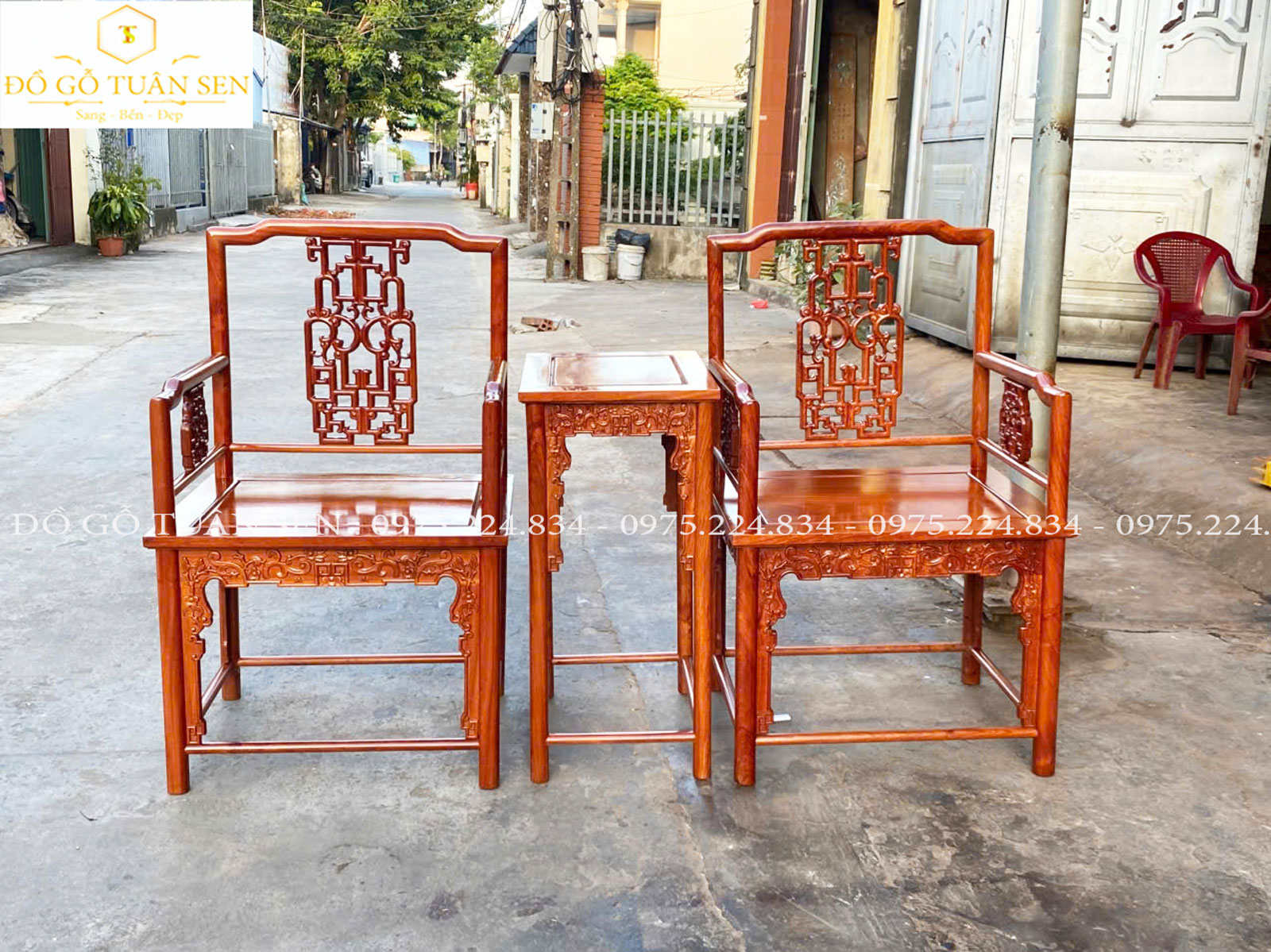 giới thiệu Bộ ghế vách tàu gỗ hương